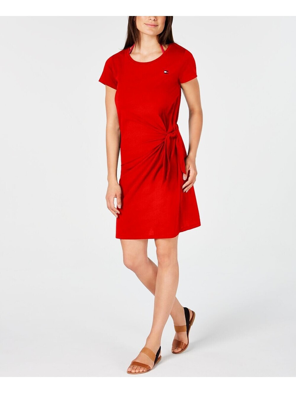 Tommy Hilfiger Tie-Front Cover-Up Dress Scarlet Size L